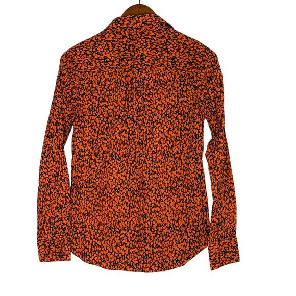 J. Crew Tulip Popover Long Sleeve Collard Half Button Up Shirt S Blue Orange - Picture 14 of 15